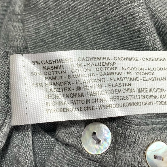 Zara Gray Ruffled Button Down Semi Cropped Lightweight Sweater Size Small - Picture 6 of 9